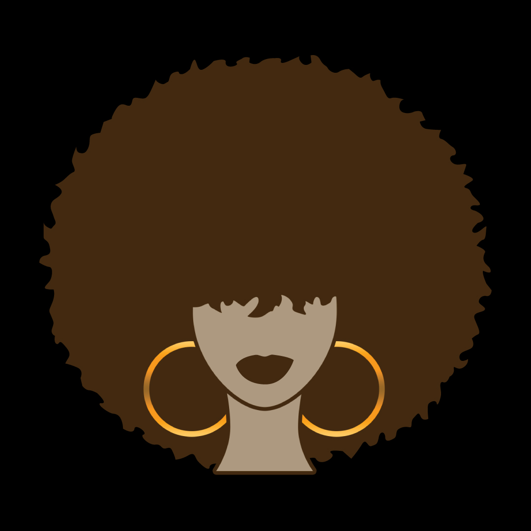 InMelanin logo with a stylized afro silhouette and gold hoop earrings on a black background