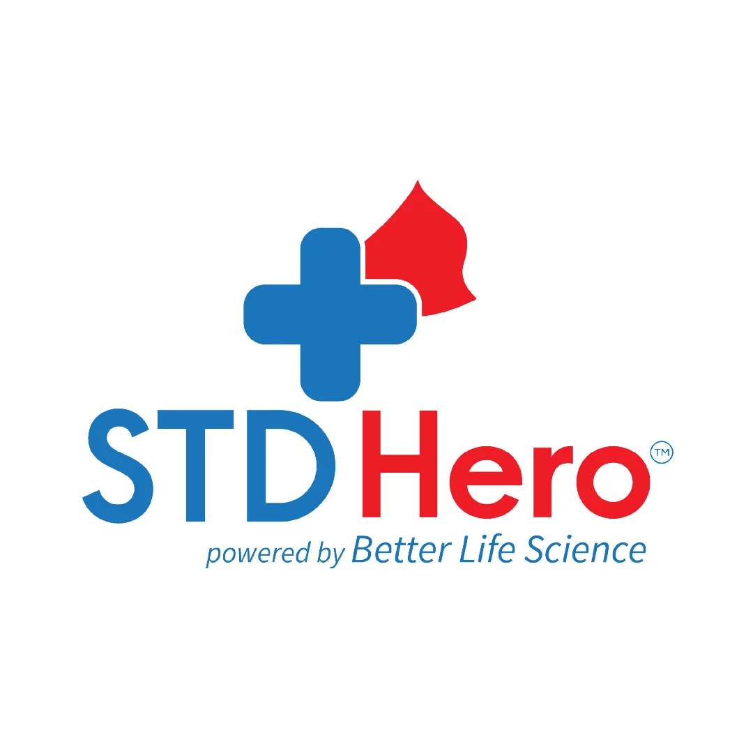STD Hero logo with blue cross, red shield, and tagline on a white background